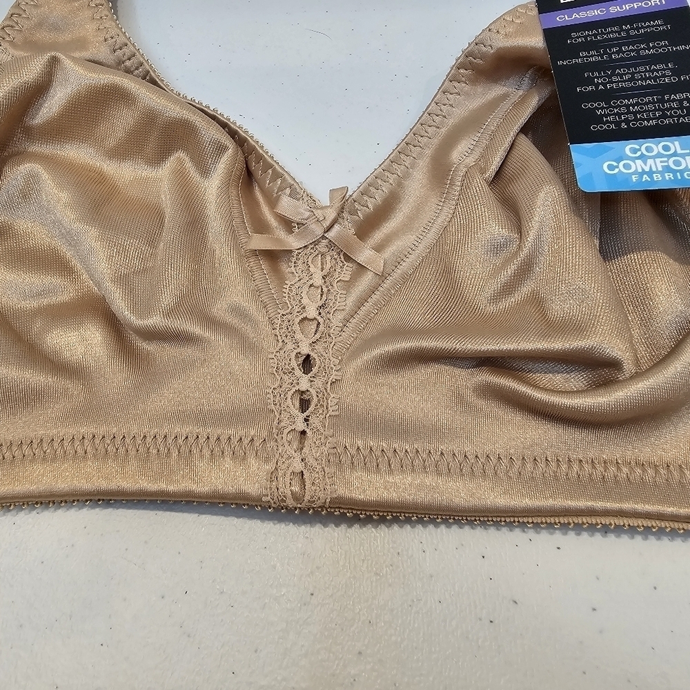 Bali Double Support Wireless Bra Women's Size 38C Nude  NWT Comfort Hook & Eye - Picture 7 of 8